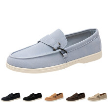 Men's Suede Loafers Slip On Lightweight Breathable Driving Shoes Elegant Business Sky Blue 9.5 UK