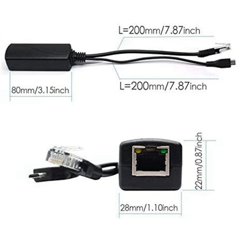 Διαχωριστής POE 10X - USB Mini USB 48V έως 5V2A/3A Εθνικό Πρότυπο Τροφοδοτικού με Φόρτιση Smart Phone 2