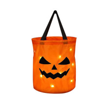 XIUH-huippuale! LED-valoilla varustetut Halloween-karkkipussit, kurpitsasanko, karkki vai kepponen -tarvikkeet - yhteensopiva uudelleentäytettävän
