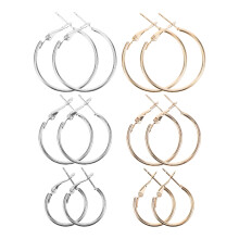 Oorbellen voor dames, ronde geometrische cirkeloorbellen, elegante statement oorbellen met persoonlijkheid, Miss Iron, 6 stuks