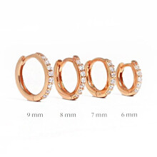 Elegante 7 mm roségouden zirkonia oorring, compatibel met kleine oorringen in Koreaanse stijl van sterling zilver, modieuze sieraden