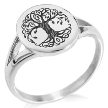 Inel cu sigiliu din oțel inoxidabil cu nod celtic, arborele vieții, minimalist, oval, cu vârf lustruit