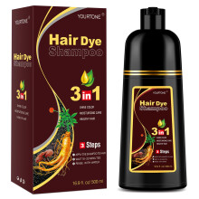 Chestnut Brown Hair Dye Shampoo 3 in 1 Gray Coverage with Herbal Color Care for Women and Men 16.9oz