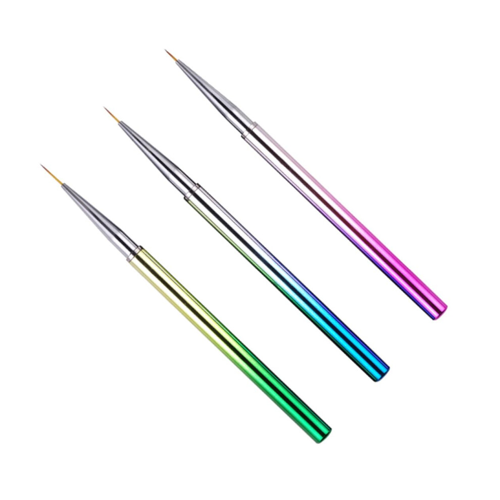 3pcs Nail Art Brush Set with Ultra Thin Detail Tip for Precise Lines and Manicure