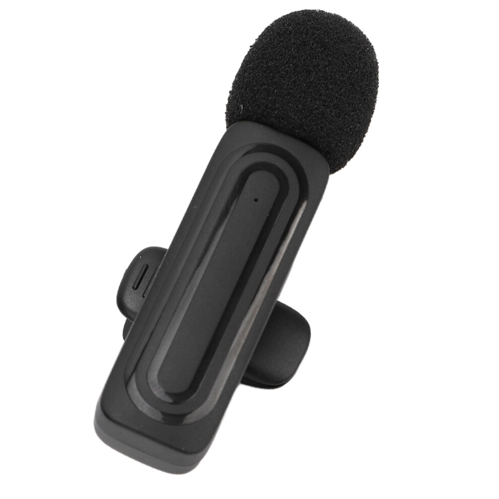 Black Wireless Lavalier Microphone 2.4G, Low Latency, Noise Cancellation,