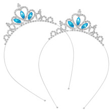 Princess Tiara with Blue Crystal and Rhinestone Crown Headband for Wedding, Birthday, 2 Pack