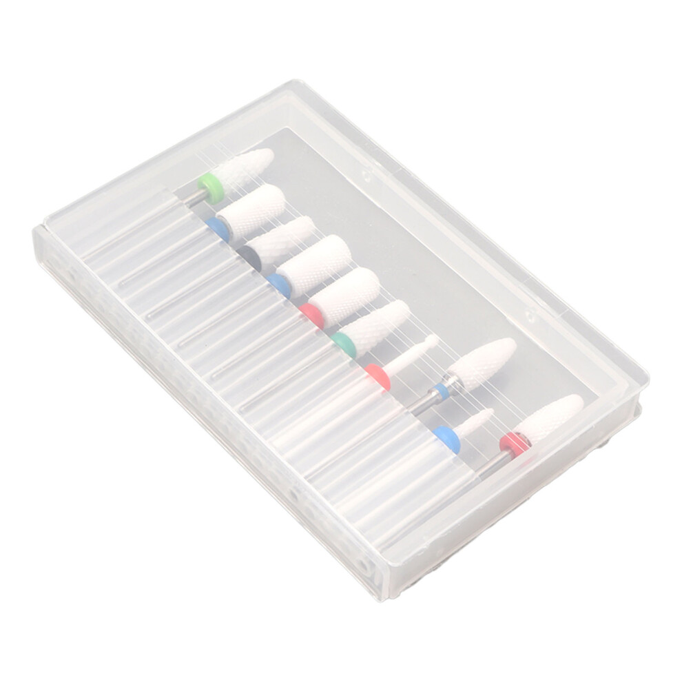 10pcs Ceramic Nail Drill Bits Holder Dustproof Manicure Set