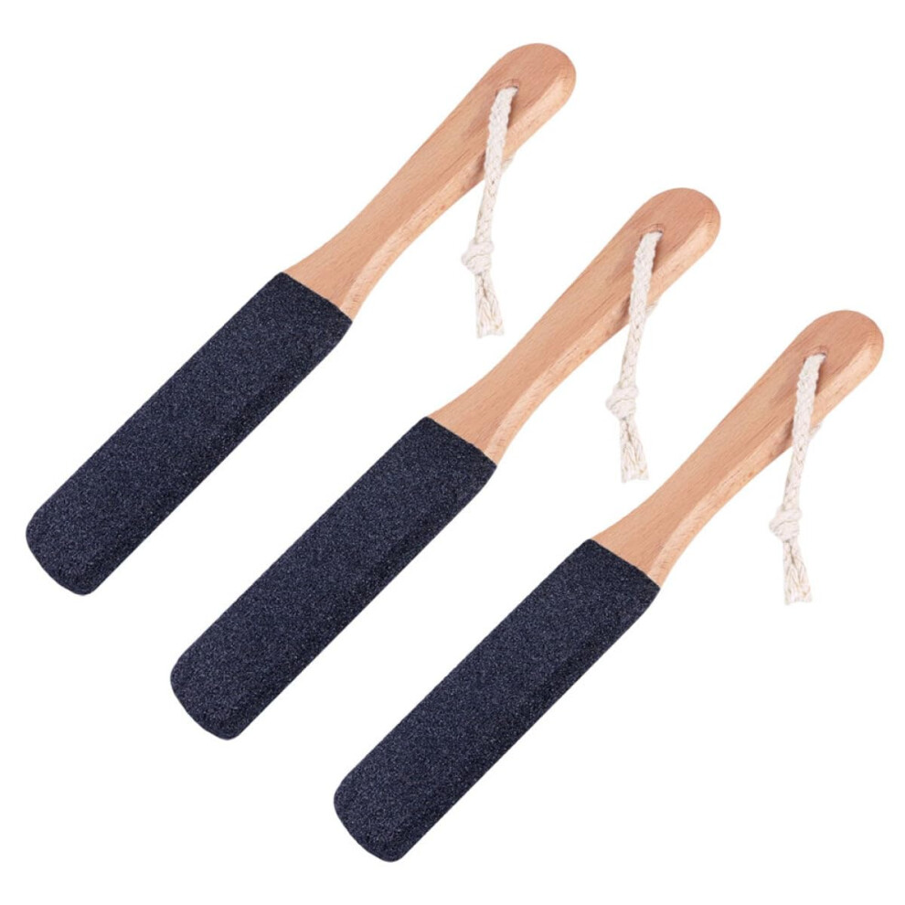 3pcs DoubleSided Foot File Callus Remover with NonSlip Wooden Handle for Dead Skin Removal