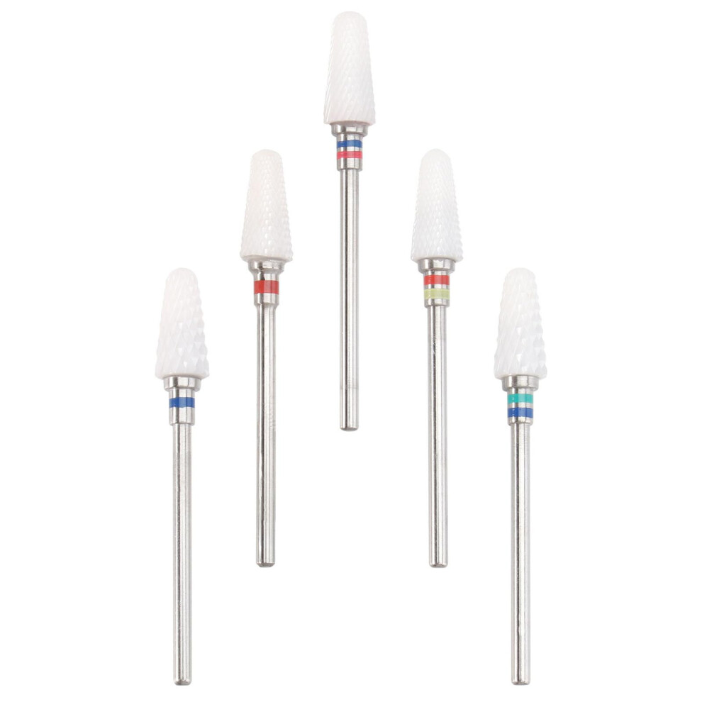 5pcs Ceramic Nail Drill Bits Set for Manicure Pedicure, Durable Low Heat for Electric Nail Drill