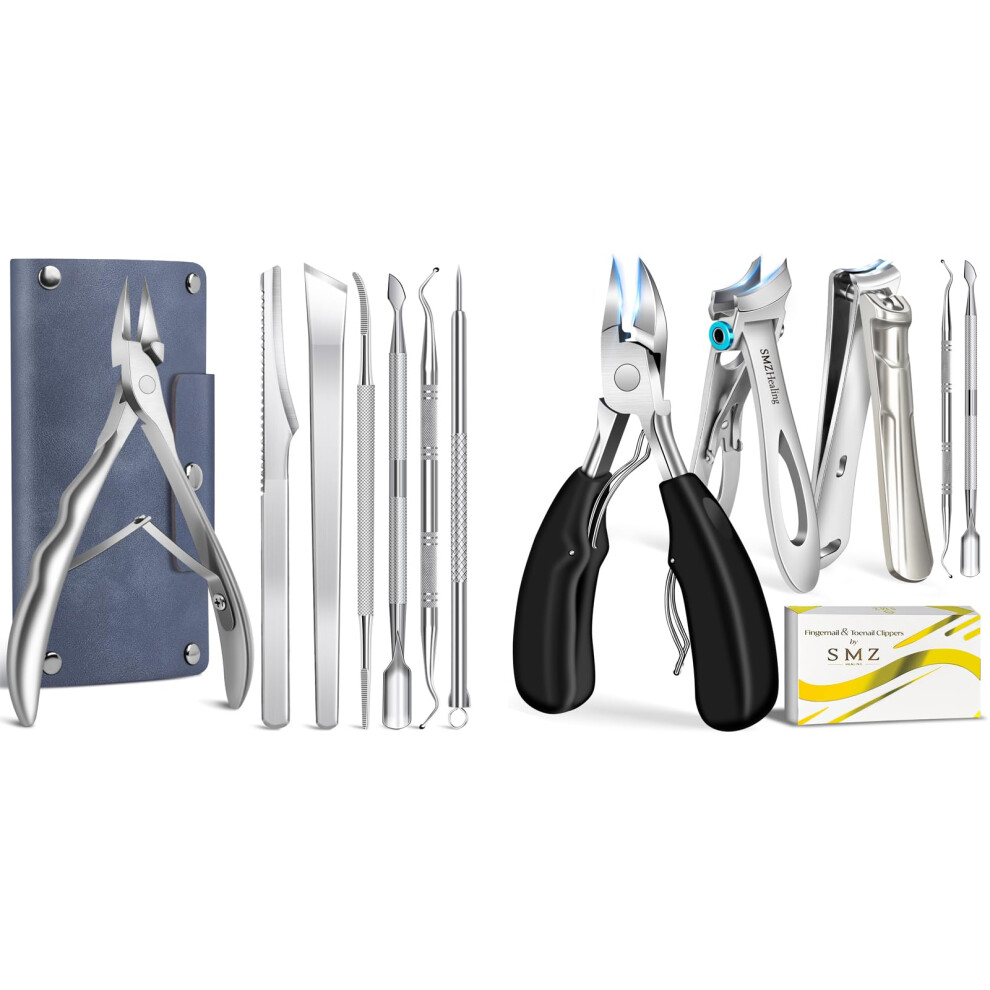 Toenail Clippers for Thick Nails Seniors, Extra Wide Jaw, Precision Curved Blades, Long Handle
