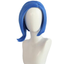 Cosplay Wig Heat Resistant Synthetic Anime Hair with Adjustable Strap for Inside Out Sadness Costume