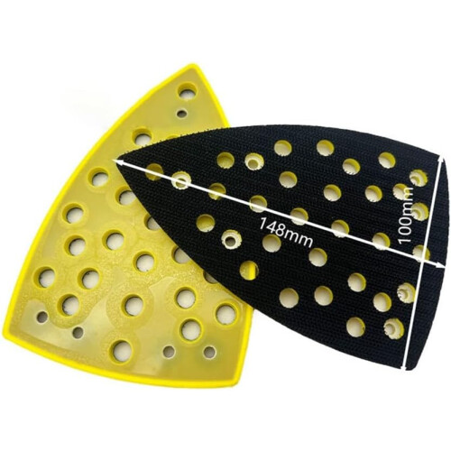 Triangular Orbital Sander Pad 32Hole 100x148mm for Grinder Tools, Yellow, Efficient Dust Extraction 1