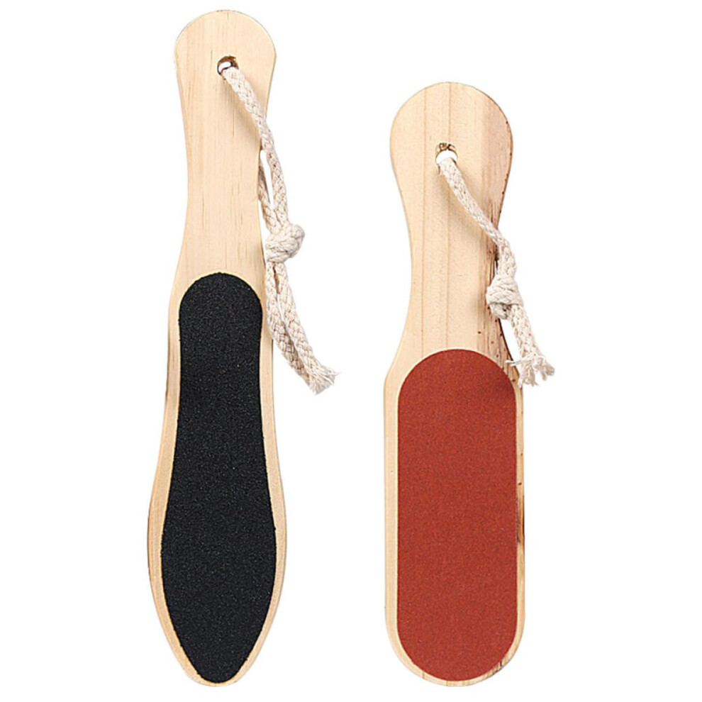 2Pcs DualSided Foot File and Callus Remover with Wooden Handle for Dead Skin Removal
