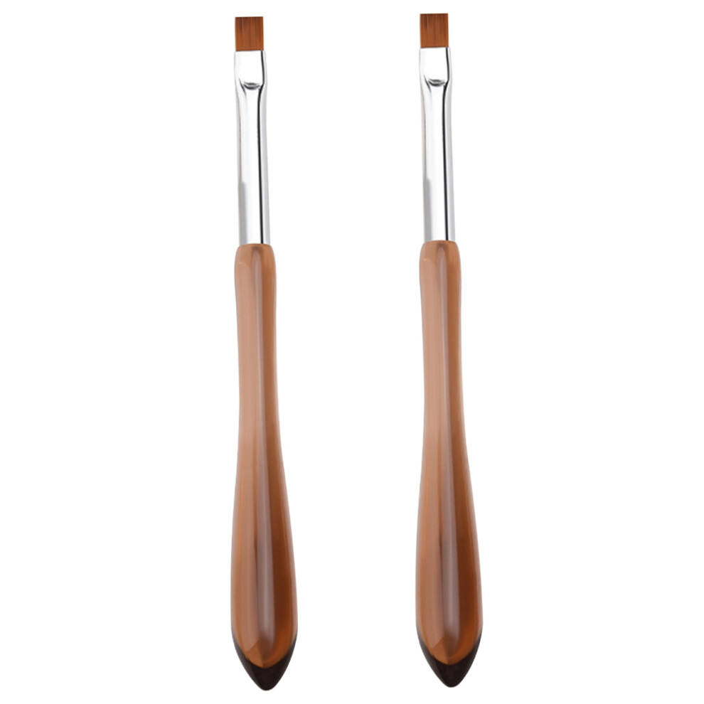 French Tip Nail Art Brush Set, 2PCS Precise Flat Head Manicure Brushes with Soft Bristles for Salon and Home