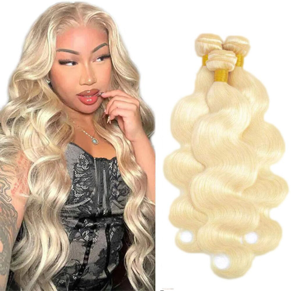 Unisex 613 Blonde Brazilian Body Wave Human Hair Bundles 26 28 30 Inch Virgin Remy Extensions Seamless Blend