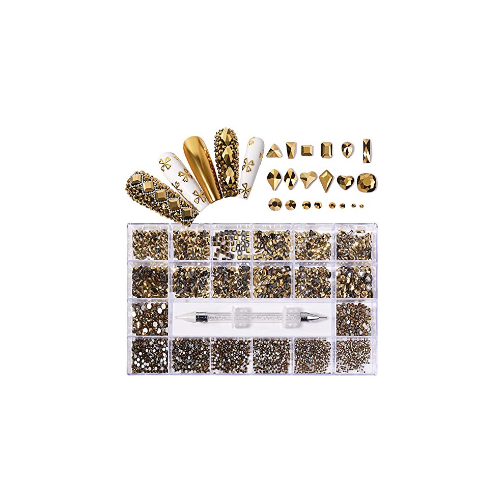 Bulk 3100pcs Flatback Rhinestones Set for Nail Art and Crafts, Mixed Shapes Crystal Gems