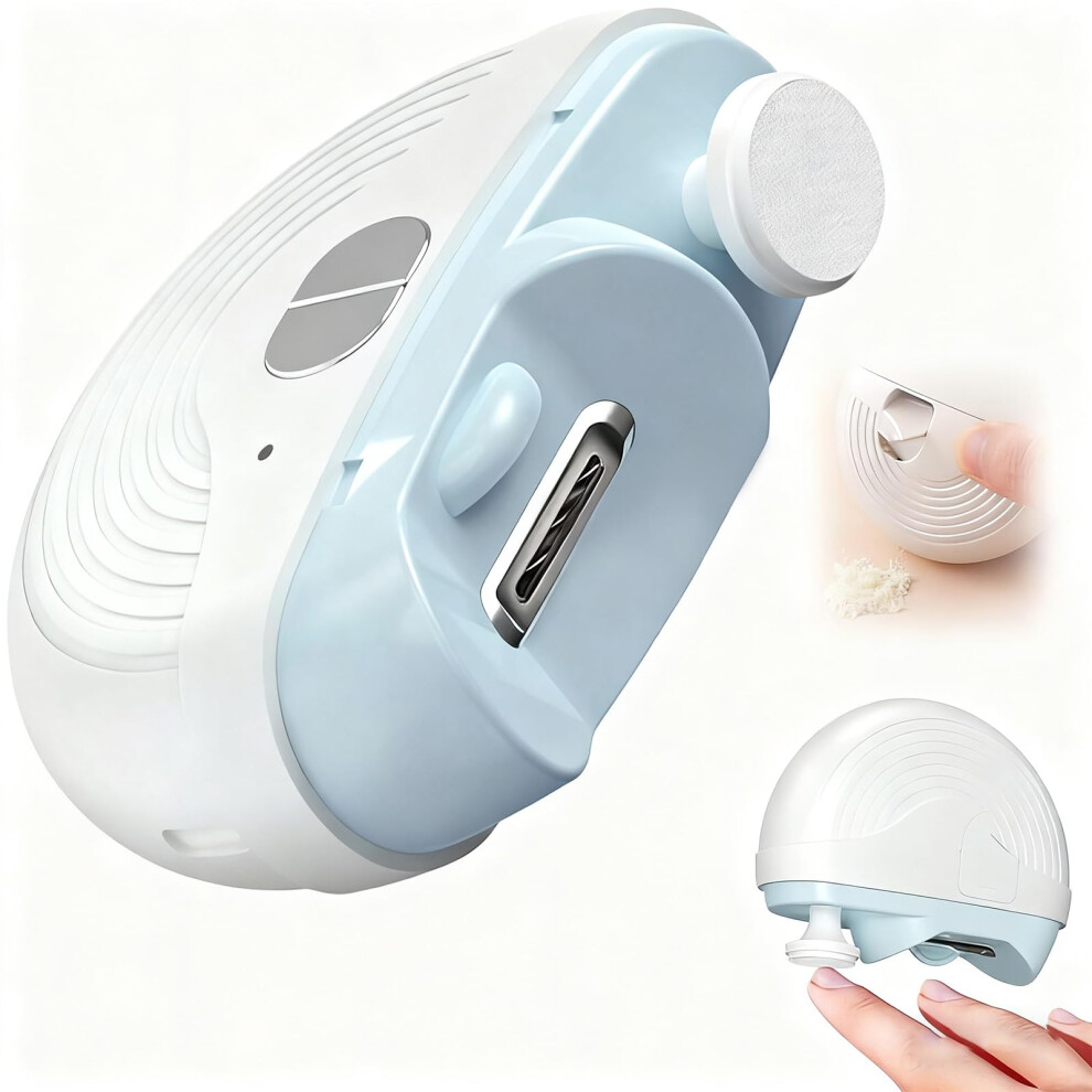 Light/White Electric Nail Clippers For Seniors With 360 Rotating Head, Led Rechargeable Polisher For Thick Toenails And Fingernails (White)