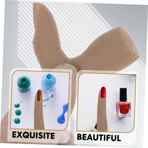 Practice Nail Hand with Realistic Flexible Fingers, Reusable Silicone Manicure Training Model 1