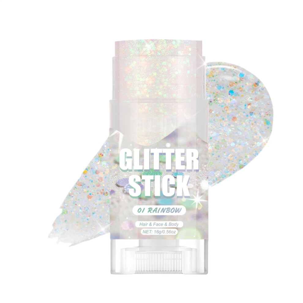 Body Glitter Stick Rainbow Chunky Festival Makeup for Hair Face Long Lasting Shimmer