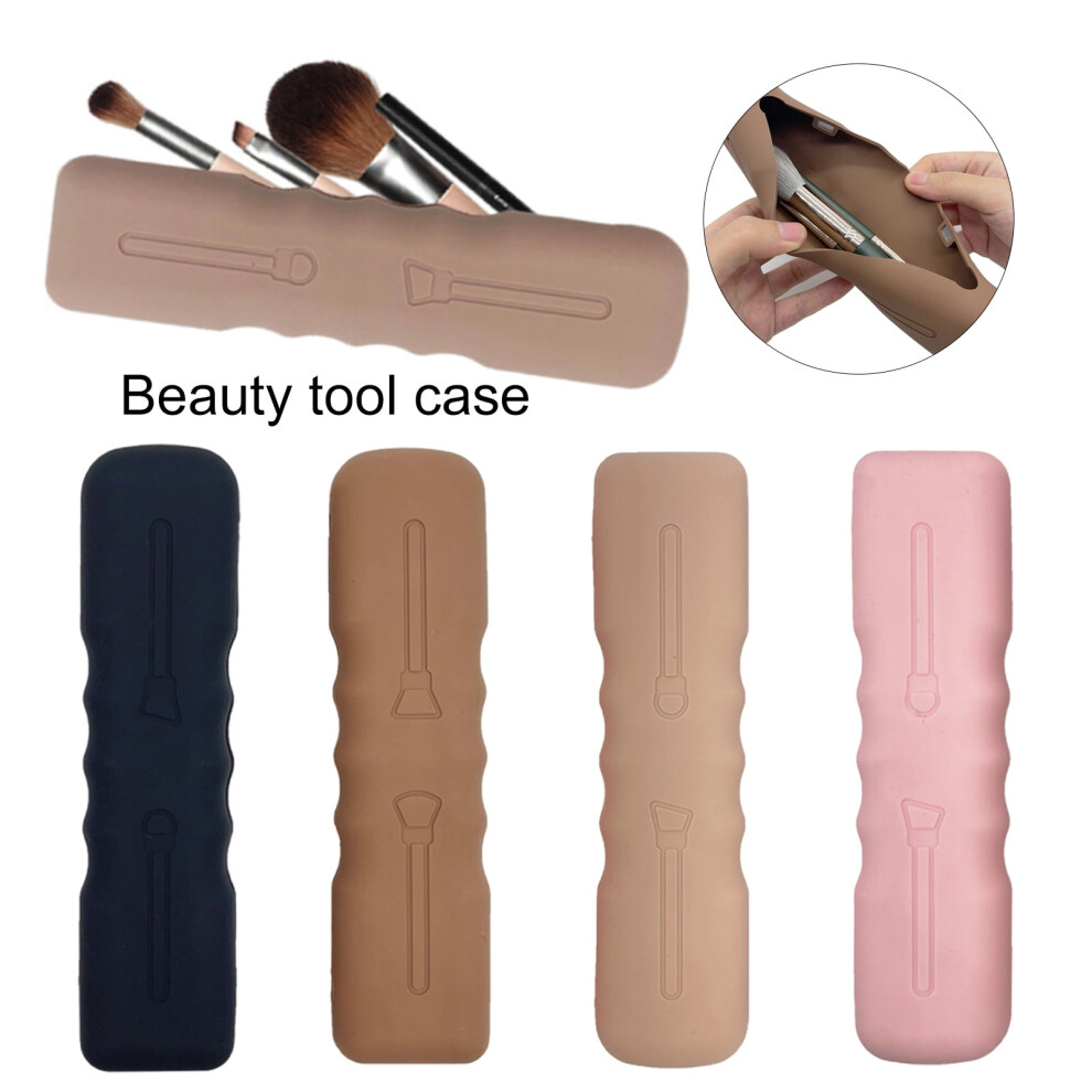 Hesroicy Portable Makeup Brush Bag - Large Capacity, Waterproof, Silicone Organizer for Travel and Accessories