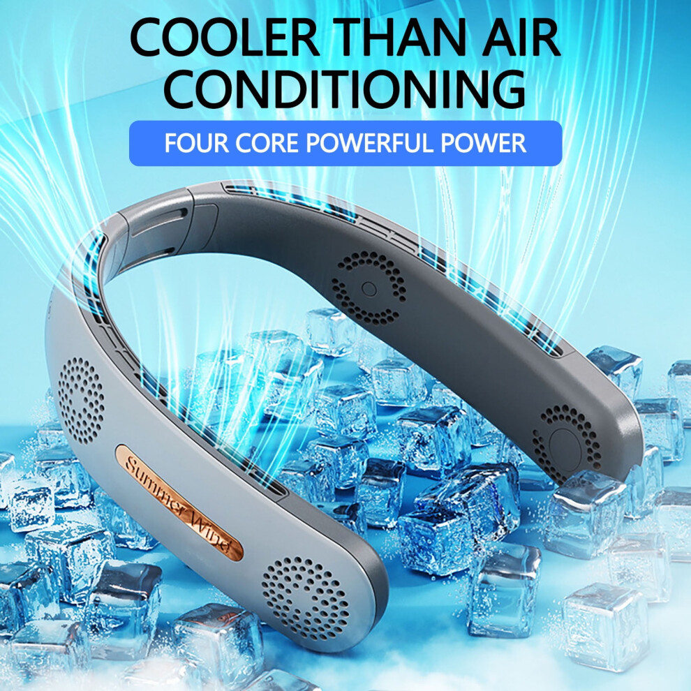 Ozmmyan Learless Neck Hanging Fan Usb Rechargeable, Silent, Large Wind Lazy Person Portable Student Quad Core Fan Portable Fans Deals 9048212133933