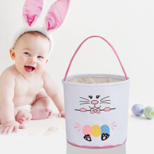 WinysinCute Animal Basket Holiday Rabbit Bunny Printed Canvas Gift Carry Candy Bag