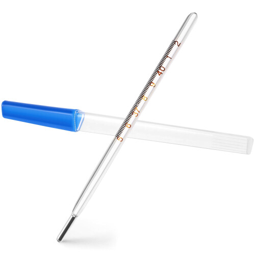 2pcs Glass Thermometer Triangular Bar Oral Mercury Thermometer For Adult(Blue)