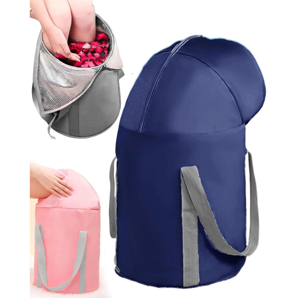 Collapsible Foot Soak Tub with Knee Cover, Foldable Insulated Foot Bath for Home and Travel