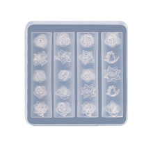 Silicone Nail Art Mold with Rose Flower and Chinese Loong Patterns, 3D Embossed Design for Gel Nails