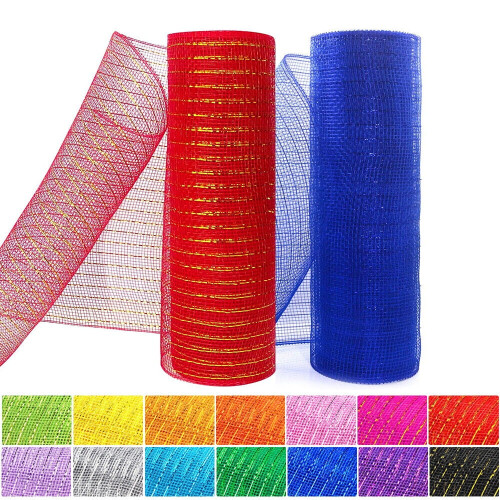 Κορδέλα λινάτσας 10Yards Deco Mesh, μεταλλική κορδέλα στεφάνι από πλέγμα, είδη για 1