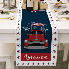 Runner da tavola patriottico per il 4 luglio, 33x178 cm, stelle e strisce, in lino, decorazione per il Giorno dell'Indipendenza, Memorial Day,
