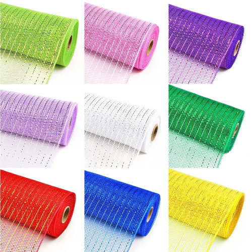 Κορδέλα λινάτσας 10Yards Deco Mesh, μεταλλική κορδέλα στεφάνι από πλέγμα, είδη για 2