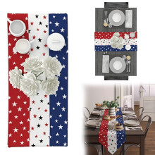 Grande offerta! Centrini in misto cotone e lino 31,75 x 180 cm, rossi, bianchi e blu, per decorazioni interne ed esterne, feste, matrimoni, runner da