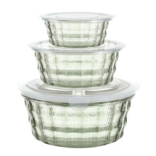 JWDX Voedselbewaarset 3-delig - Doorzichtige plastic fruit- en ontbijtgranendozen met soepterrine, luchtdichte containers, compatibel met JWDX