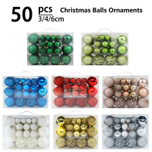 Lksixu50 stuks kerstboomballen, 4 stijlen onbreekbare glitterballen in 3 maten, geschikt om in de kerstboom te hangen.