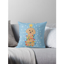 ASPORIC Lichtrode Toy Poodle Kerstboom Sierkussenhoezen 1 stuk Landelijke Woondecoratie Bank Kussenslopen