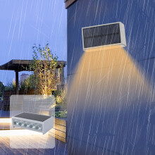 Luminária de parede solar Blateno, com iluminação para cima e para baixo, à prova d'água, para decks, cercas, pátios, quintais e varandas.