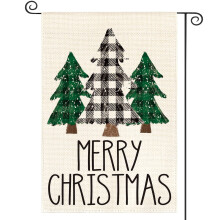 Bandeira de jardim pequena com árvore de Natal de inverno, 30x45 cm (12x18 polegadas)