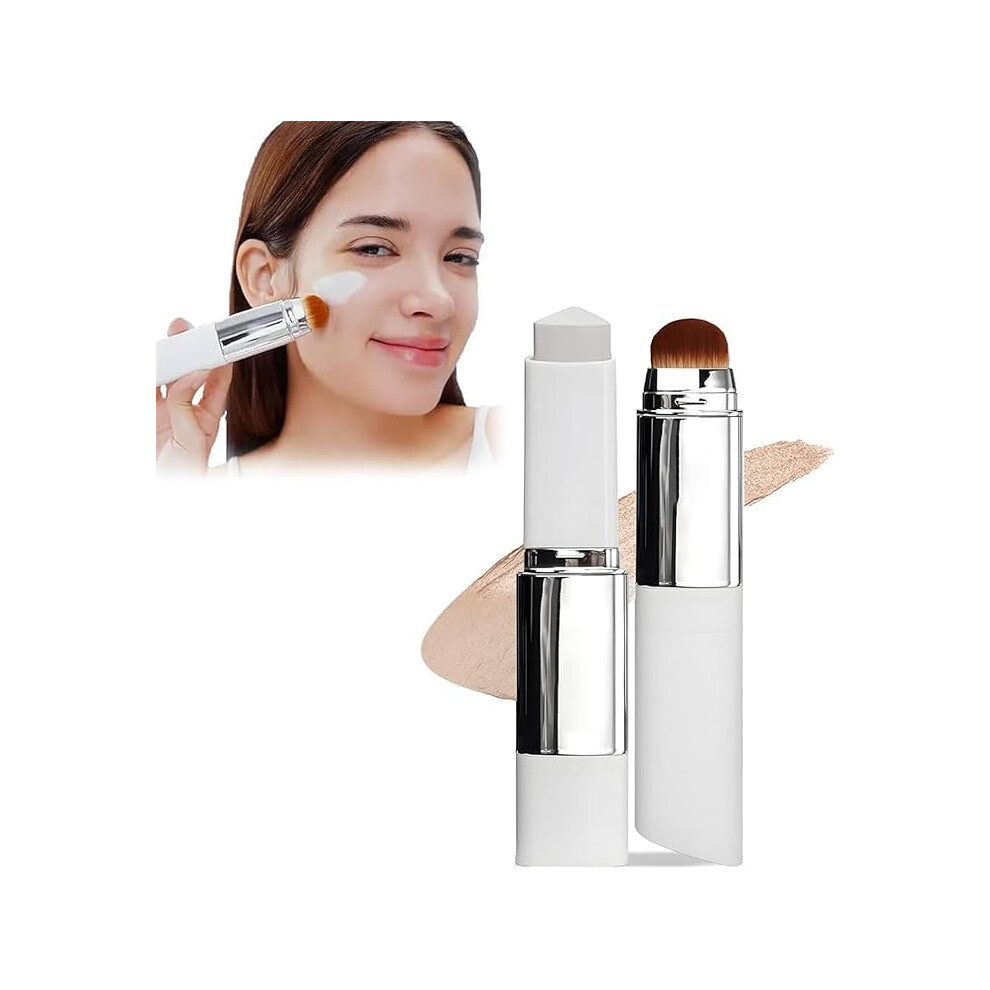 Ivory/White Color Changing Foundation Stick With Dual Brush, Hydrating Korean Makeup 1Pc