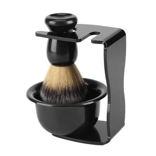 Set da barba Dekaim, 3 pezzi: pennello da barba professionale da uomo + supporto + ciotola 2