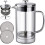 Καφετιέρα French Press, 600ml, Διπλό τοίχωμα από ανοξείδωτο ατσάλι 304, Βοροπυριτικό γυαλί, 1