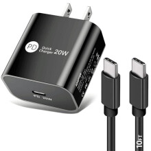 Afflux15Charger, 20W USB C PD vægadapter med 3 meter USB-C til USB-C kabel kompatibel med iPhone 15Pro Max/15Pro/15Plus, iPad Pro, Galaxy
