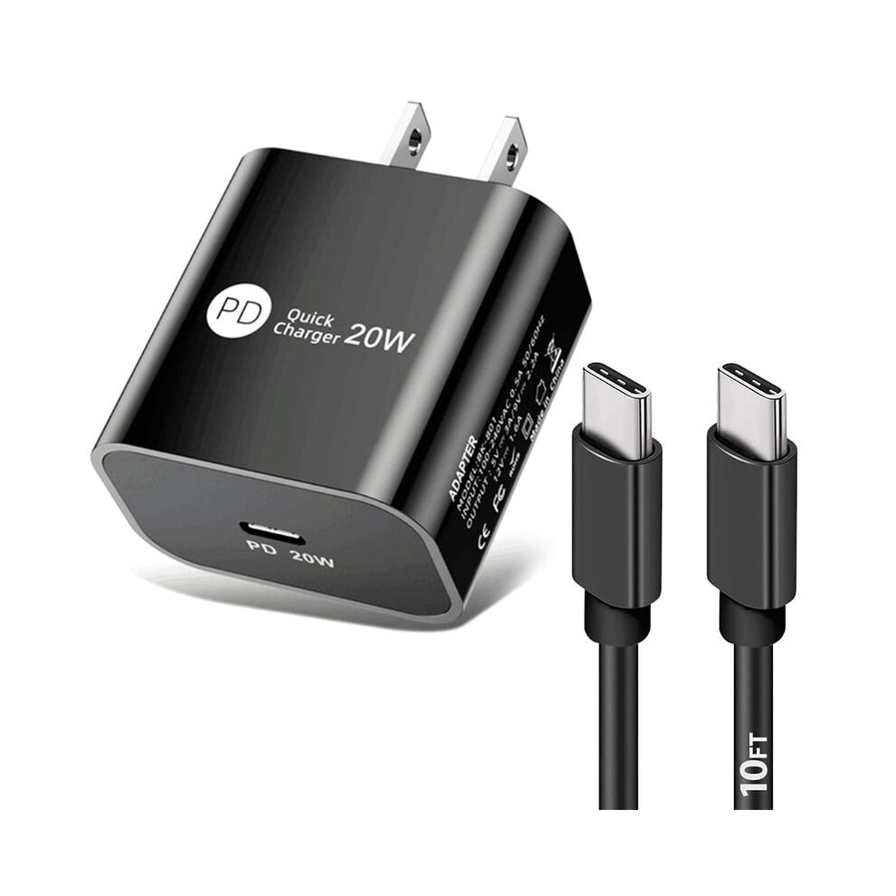 Afflux 15 Charger, 20W Usb C Pd Wall Adapter With 10Ft Usb-C To Usb-C Cable Compatible With Iphone 15 Pro Max/15 Pro/15 Plus, Ipad Pro, Galaxy 9448196894996