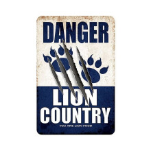 Danger Lion Country - Insegna in metallo divertente, vintage retrò, in alluminio, decorazione per garage, casa, bar, pub, negozio, hotel.