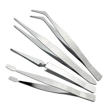4-delige set roestvrijstalen combinatietang, elleboogtang, arbeidsbesparende tang, en stempelclips met platte bek.