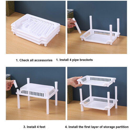 3-Tier Kitchen Storage Rack, Plastic Organizer for Kitchen & Bathroom, Multifunctional Sorting Rack, Compatible with YOBOLK 2