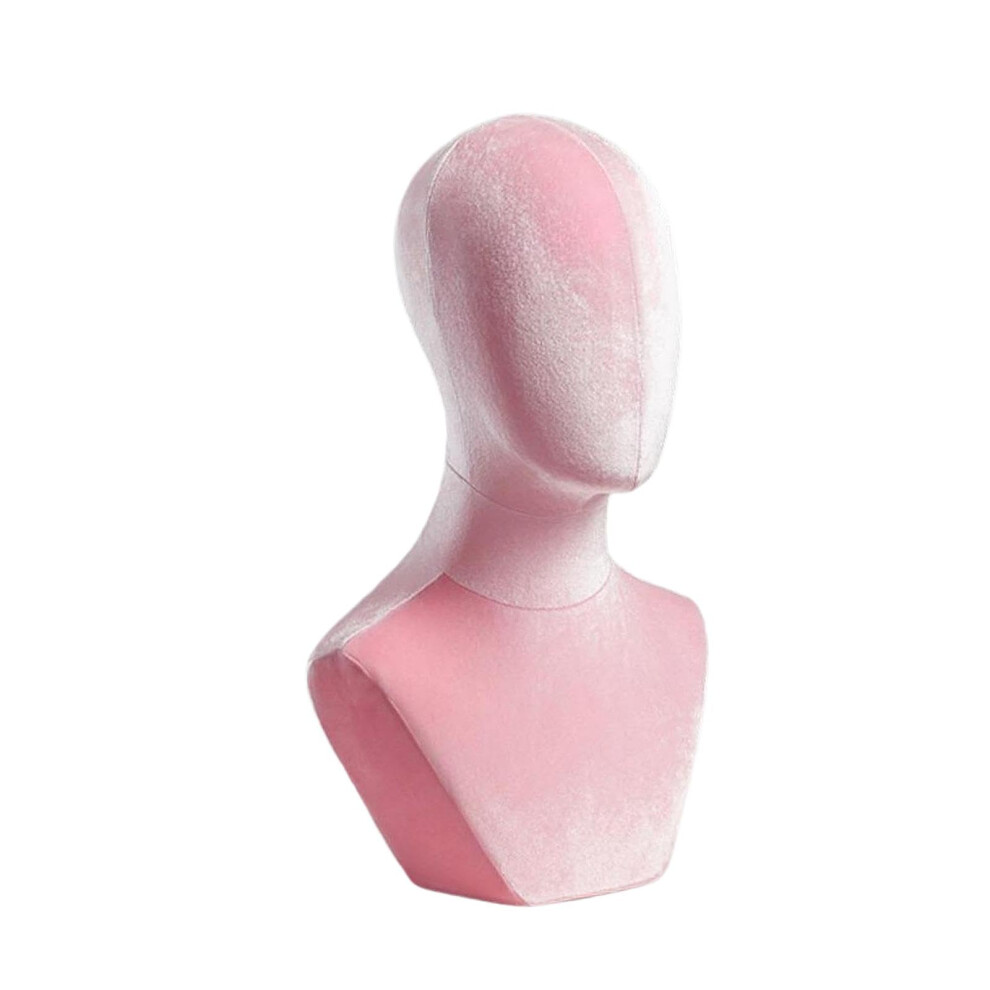 Unisex Pink Velvet Mannequin Head For Wigs Hats With Stable Round Base And Lightweight Foam Core,