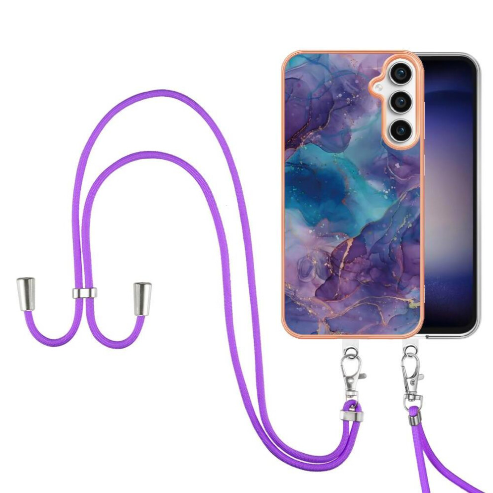 Case For Compatible With Samsung Galaxy S23 Fe 5G Cover Soft Tpu Bumper Marble Detachable Strap Crossbody Lanyard 9448196897782