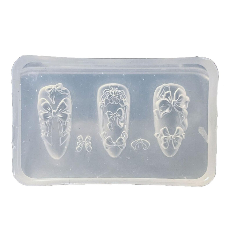 Nail Art Silicone Mold with Embossed Floral Bow Design for Professional Manicure Crafting