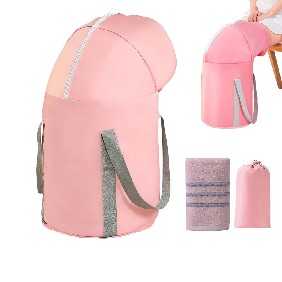 Pink Collapsible Foot Soaking Tub With Knee Cover, Deep Soak Foot Bath Basin For Travel And Home,
